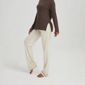 NWT NEW NAP LOUNGEWEAR $399 Straight Cashmere Pants IVORY MEDIUM